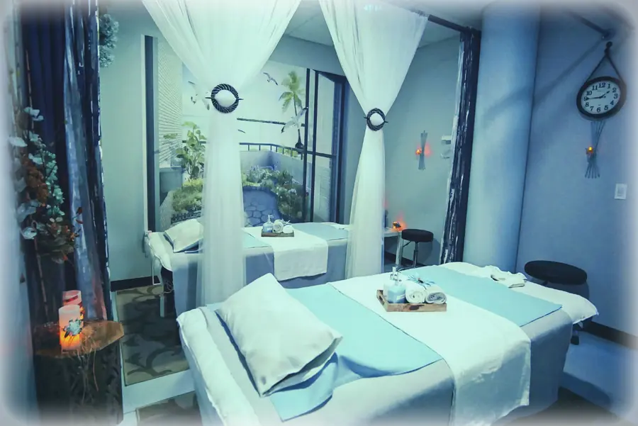 Couples massage treatment room at Silver Sea Day Spa
